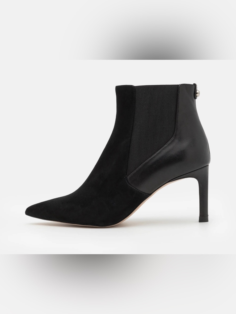 Boss Black Suede and Leather Pointed Chelsea Ankle Boot Size 6.5
